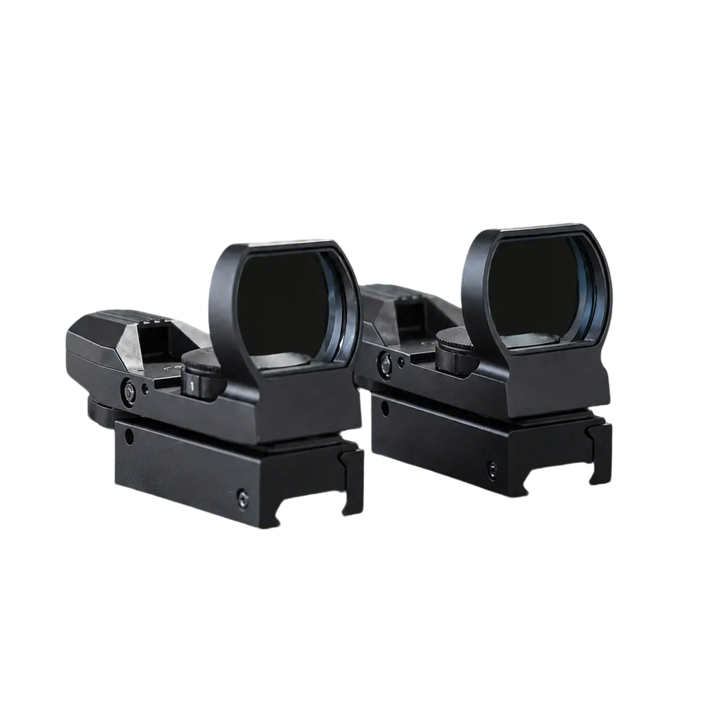LockTactic 4 Reticle Red Dot Sight with 20mm Picatinny Rail Mount – Side Profile View with Lens Cap