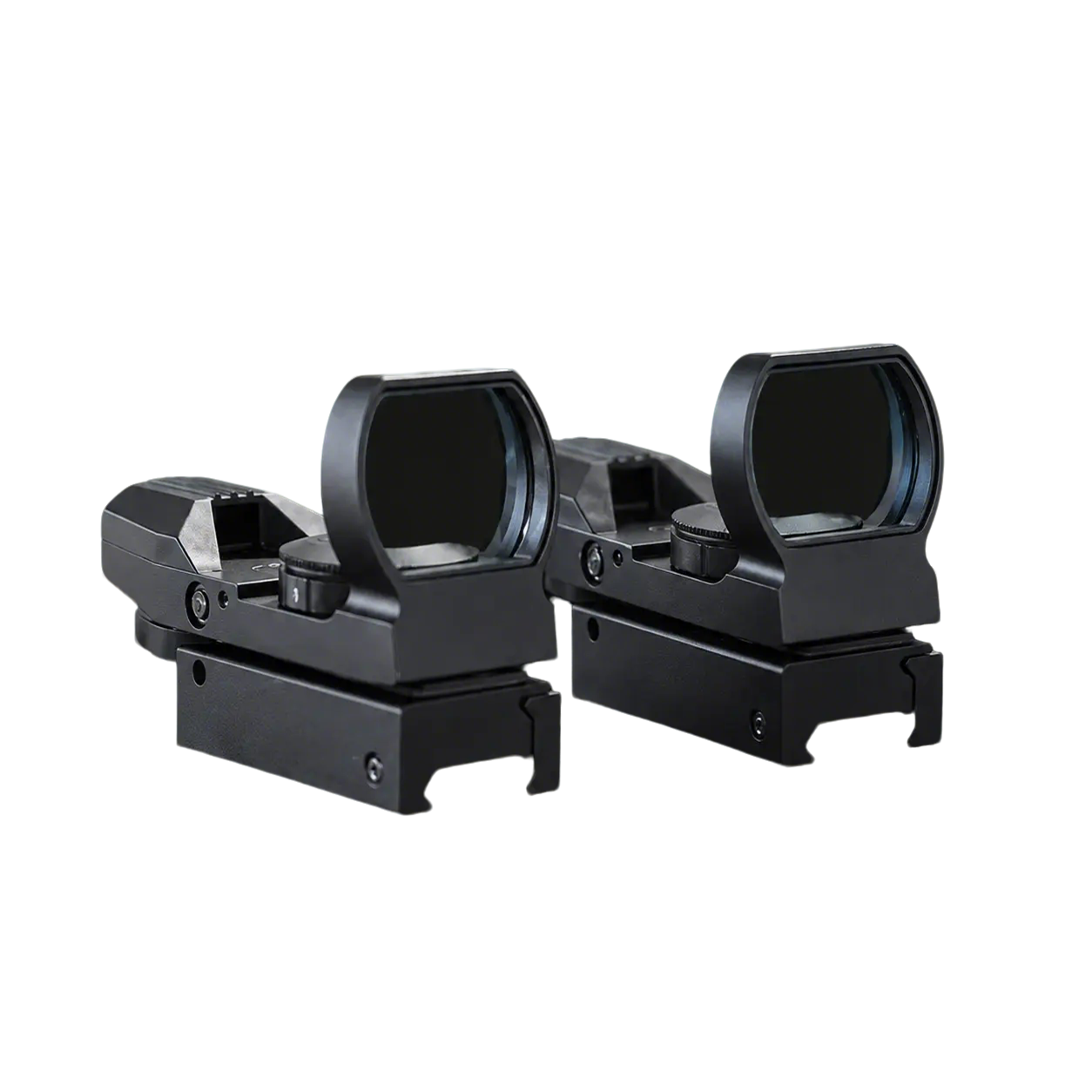 LockTactic 4 Reticle Red Dot Sight with 20mm Picatinny Rail Mount – Side Profile View with Lens Cap