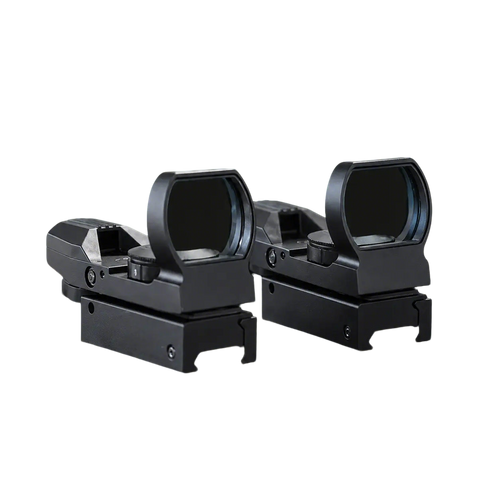 LockTactic 4 Reticle Red Dot Sight with 20mm Picatinny Rail Mount – Side Profile View with Lens Cap