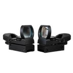 LockTactic 4 Reticle Red Dot Sight Pair – Matte Black Tactical Optic with 20mm Picatinny Rail Mount, Angled View