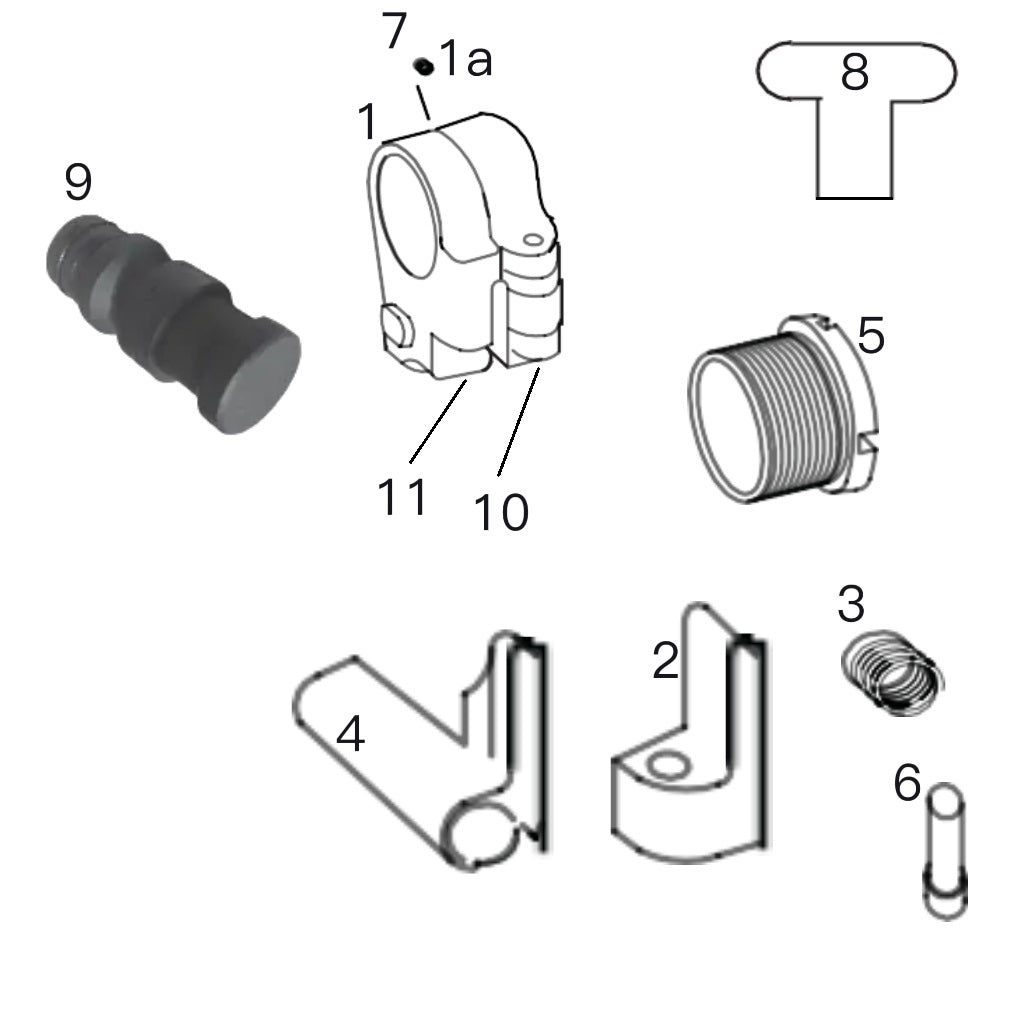 LockTactic folding stock adapter full parts diagram with numbered components