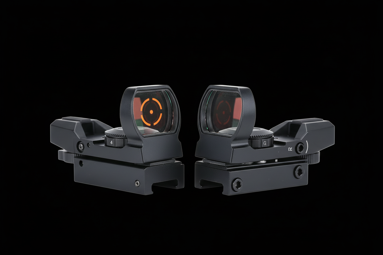 LockTactic 4 Reticle Red Dot Sight - Front View with Orange Reticle Display